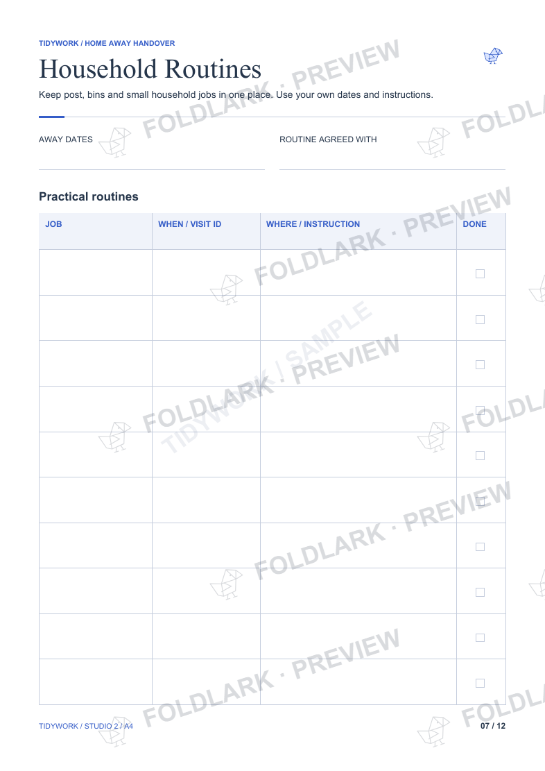 Household Routines: actual marked preview