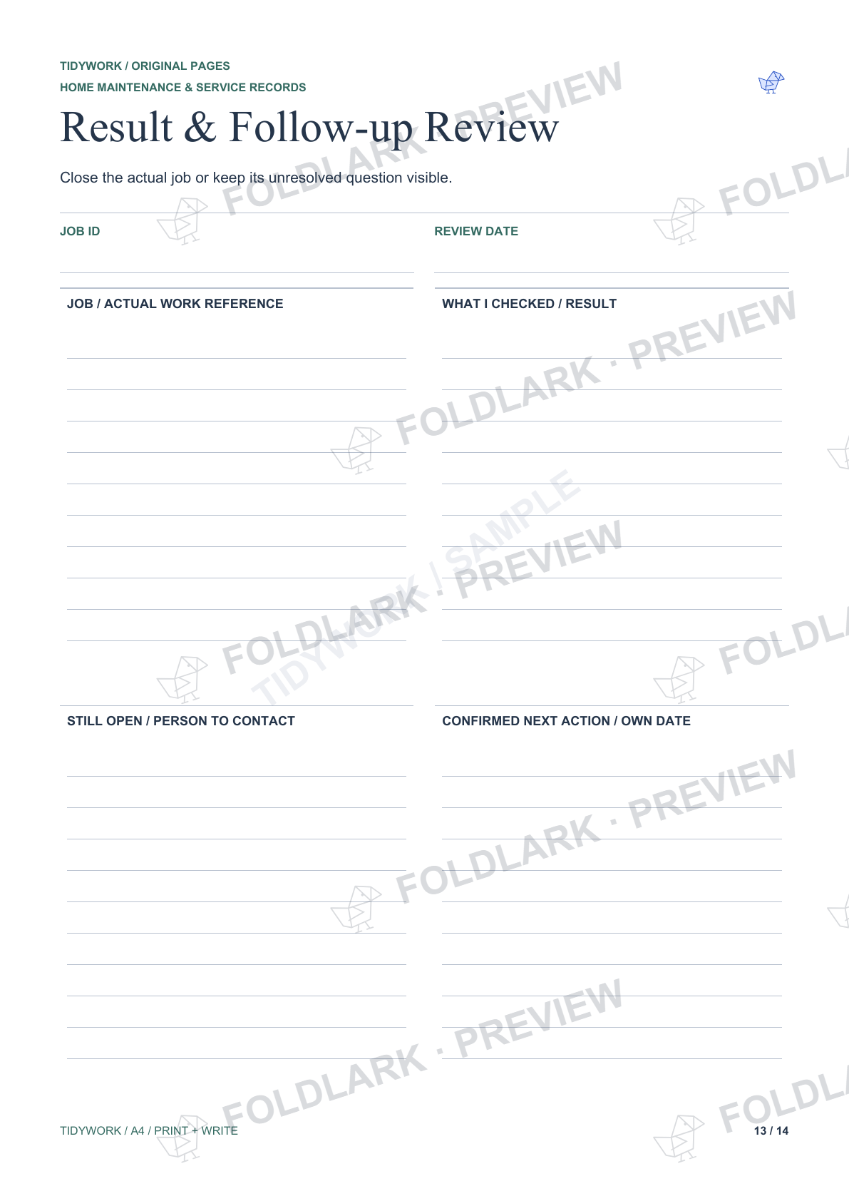 Result & Follow-up Review: actual marked preview