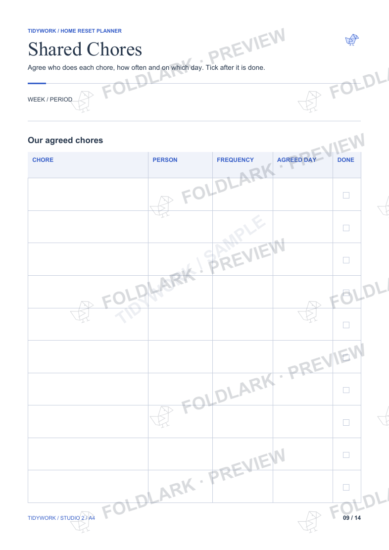Shared Chores: actual marked preview