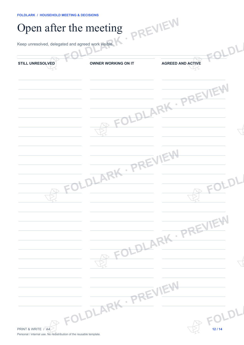 Open after the meeting: actual marked preview