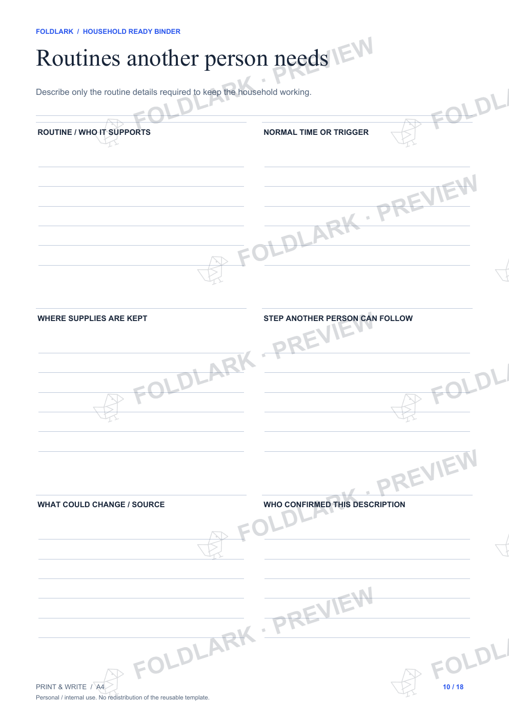 Routines another person needs: actual marked preview