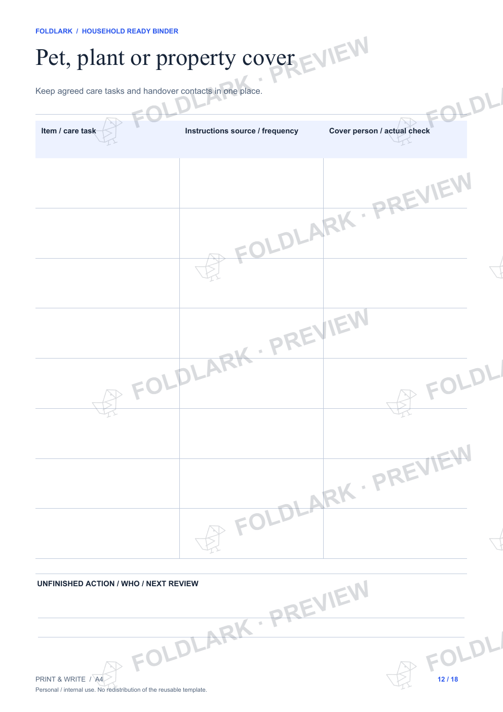 Pet, plant or property cover: actual marked preview