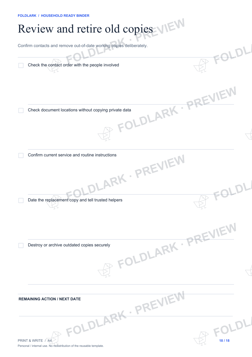 Review and retire old copies: actual marked preview