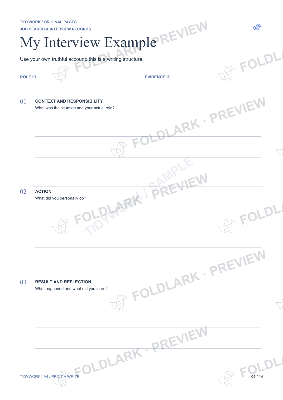 My Interview Example: actual marked preview