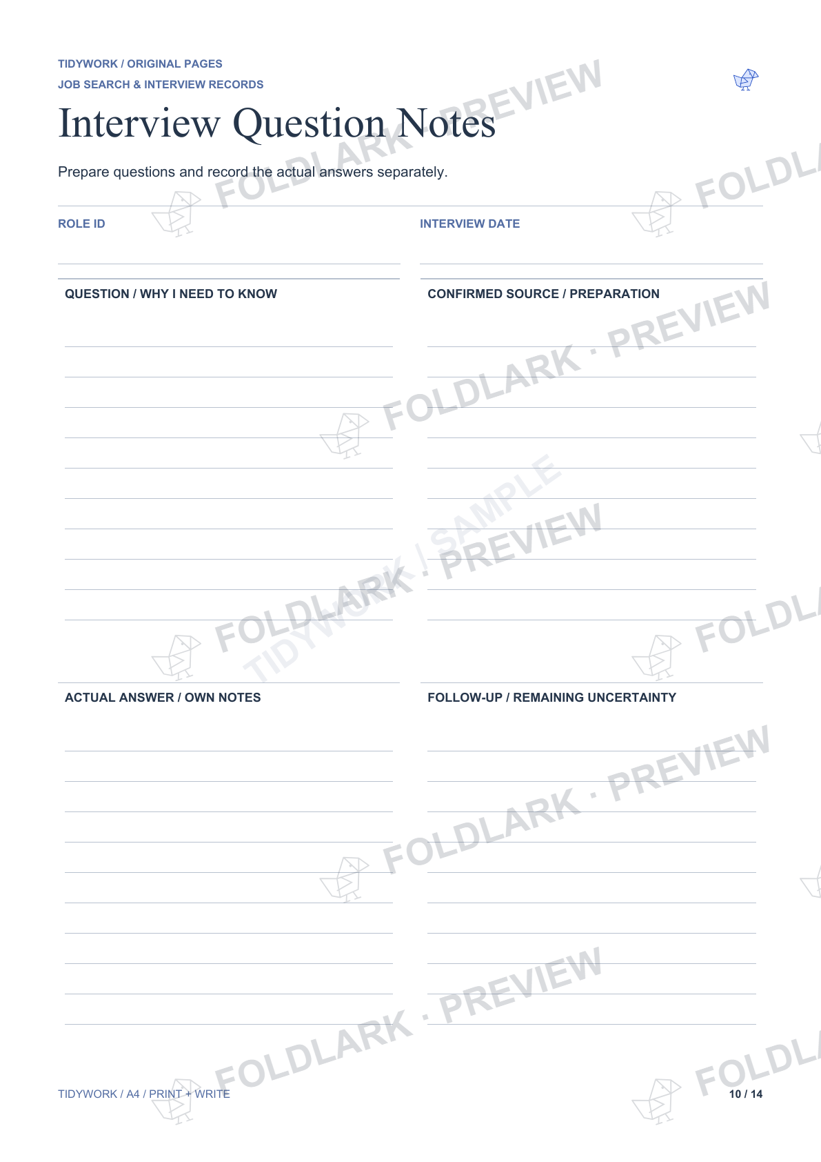Interview Question Notes: actual marked preview