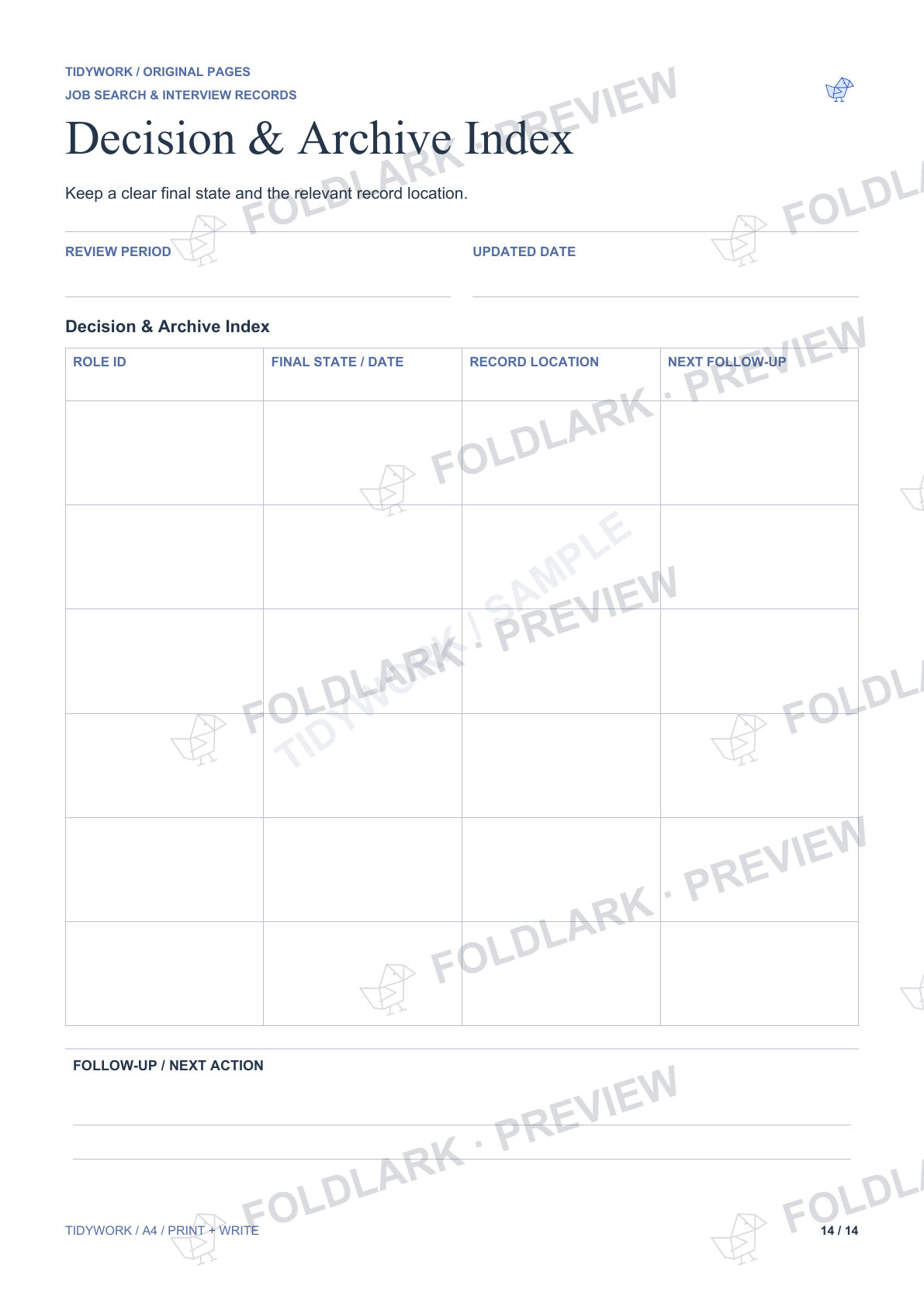 Decision & Archive Index: actual marked preview