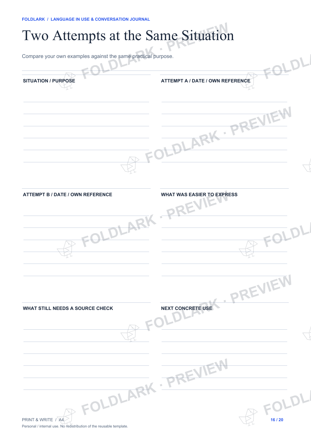 Two Attempts at the Same Situation: actual marked preview
