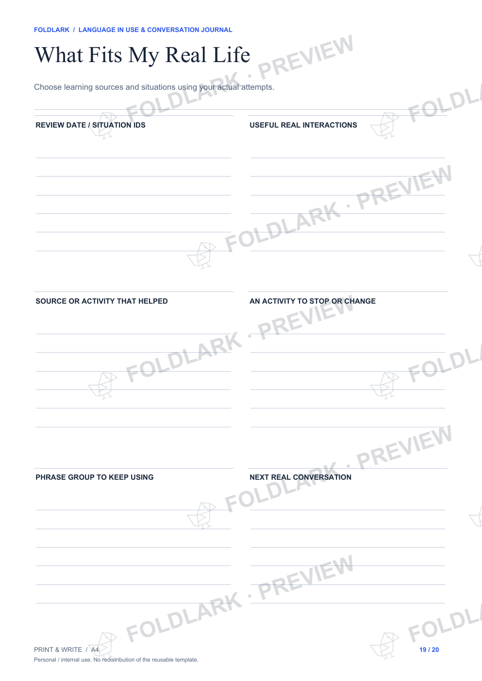 What Fits My Real Life: actual marked preview