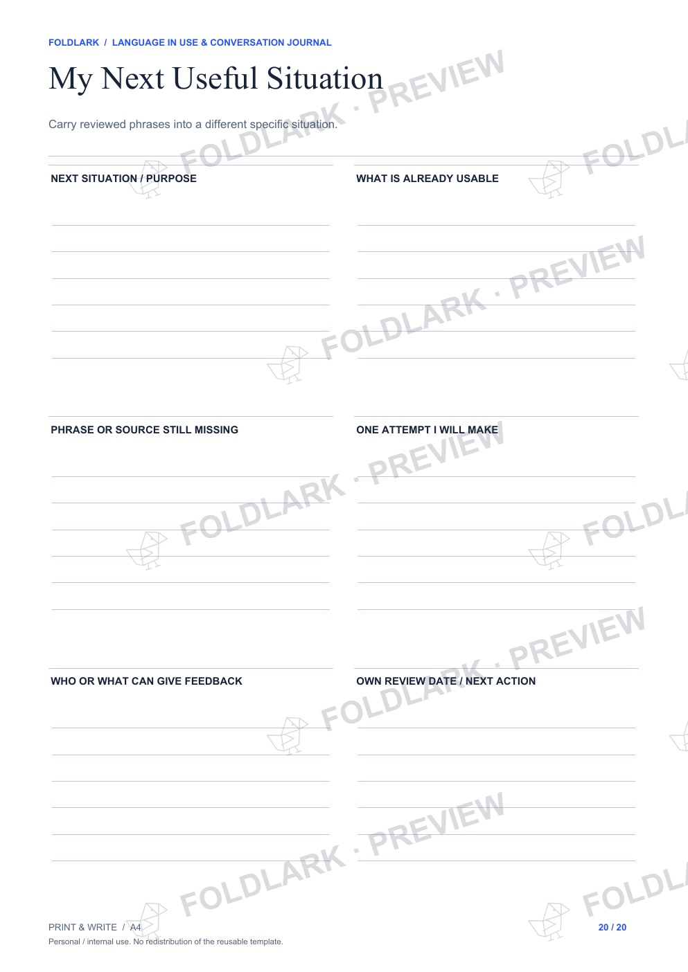 My Next Useful Situation: actual marked preview