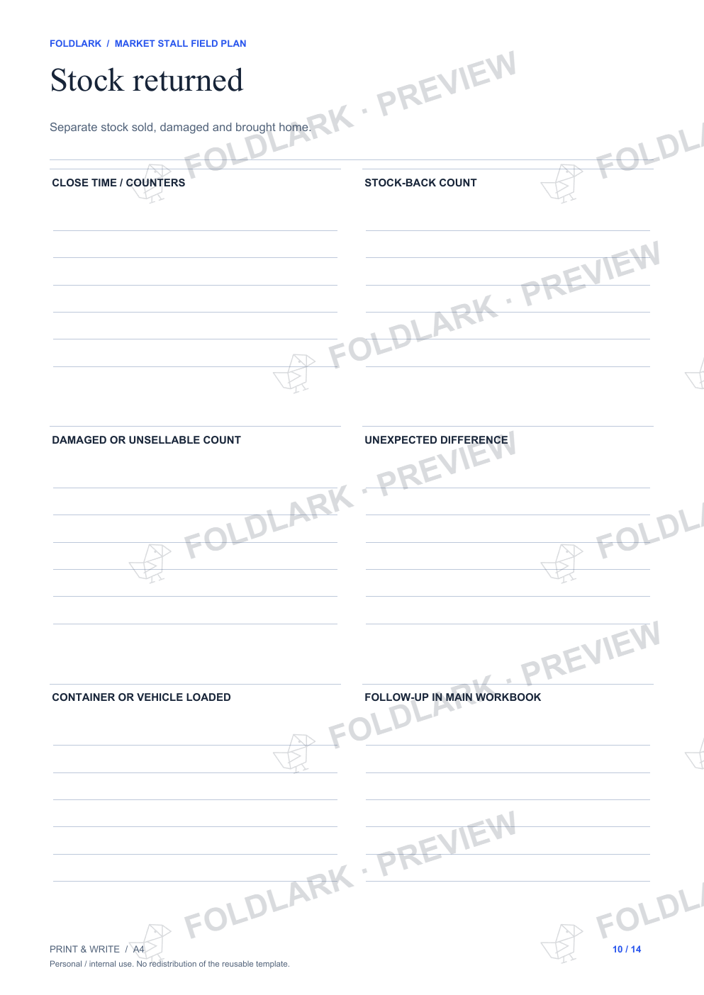 Stock returned: actual marked preview