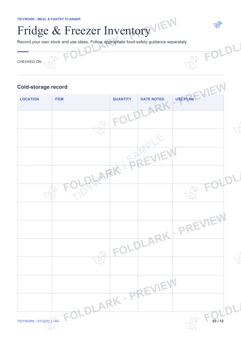 Fridge & Freezer Inventory: actual marked preview