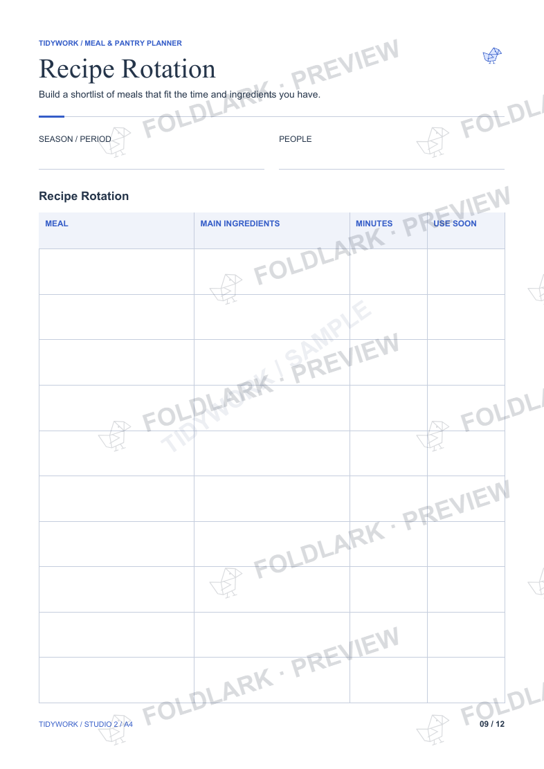Recipe Rotation: actual marked preview