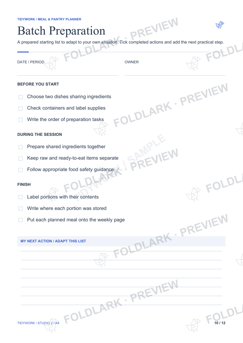 Batch Preparation: actual marked preview