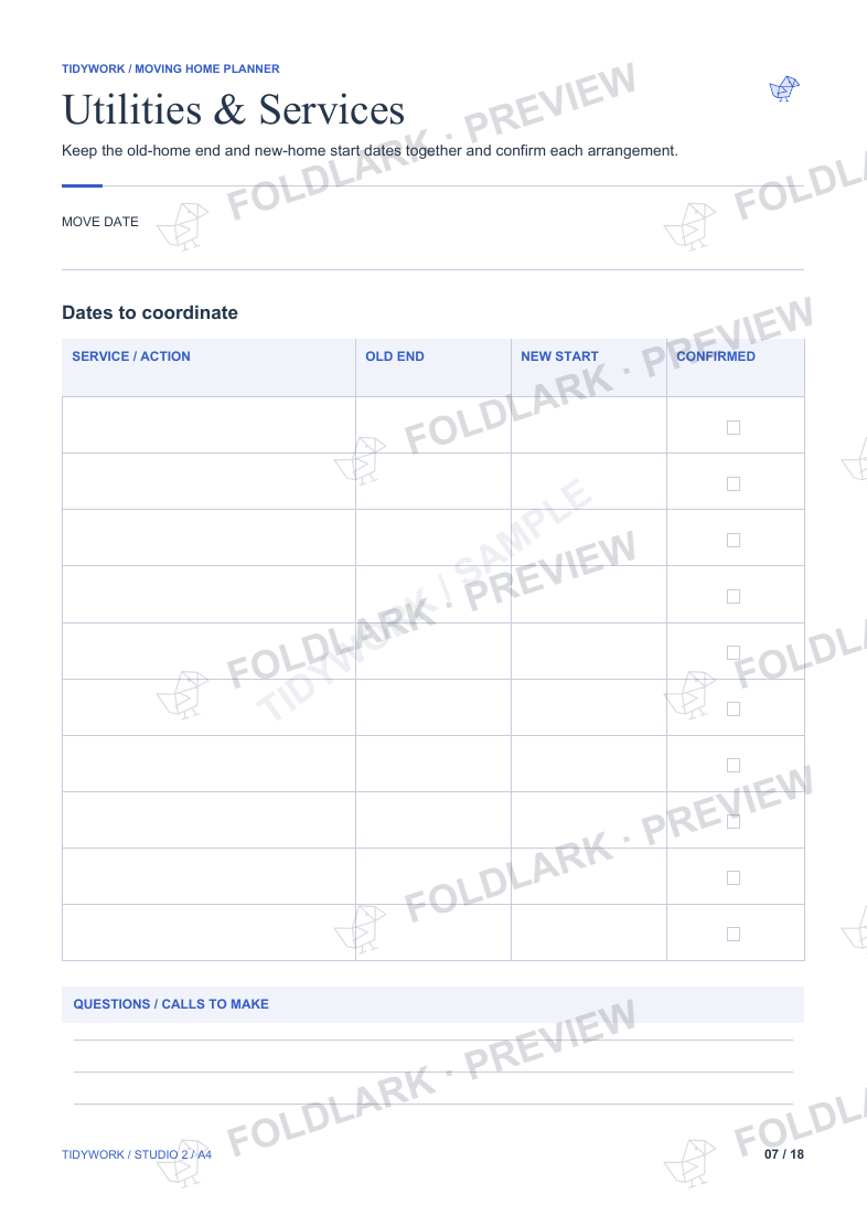 Utilities & Services: actual marked preview