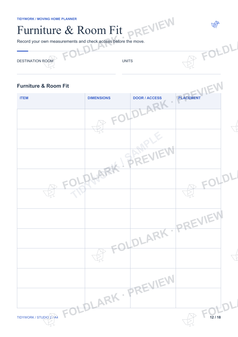 Furniture & Room Fit: actual marked preview