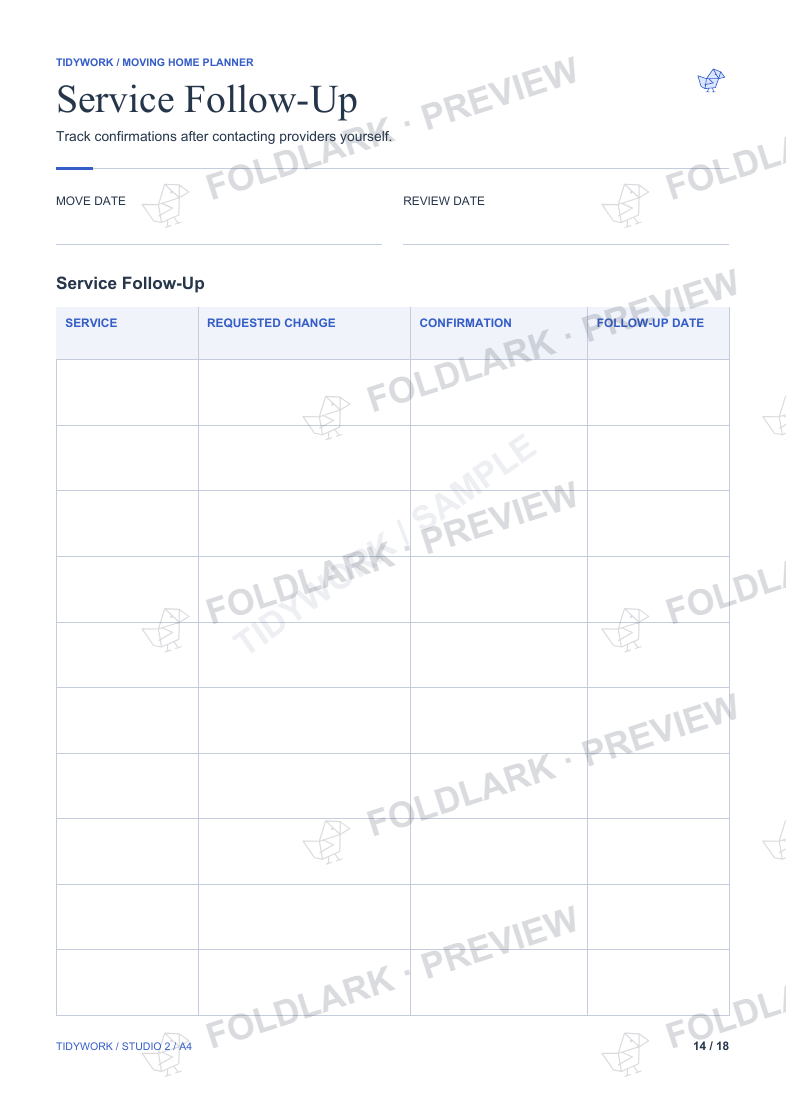 Service Follow-Up: actual marked preview
