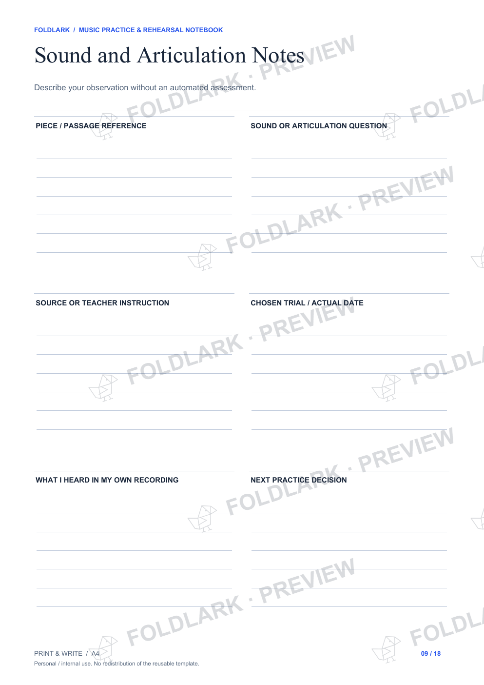 Sound and Articulation Notes: actual marked preview