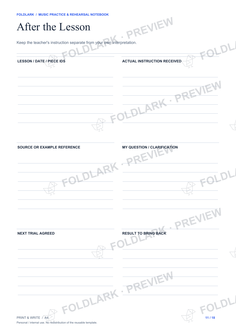 After the Lesson: actual marked preview
