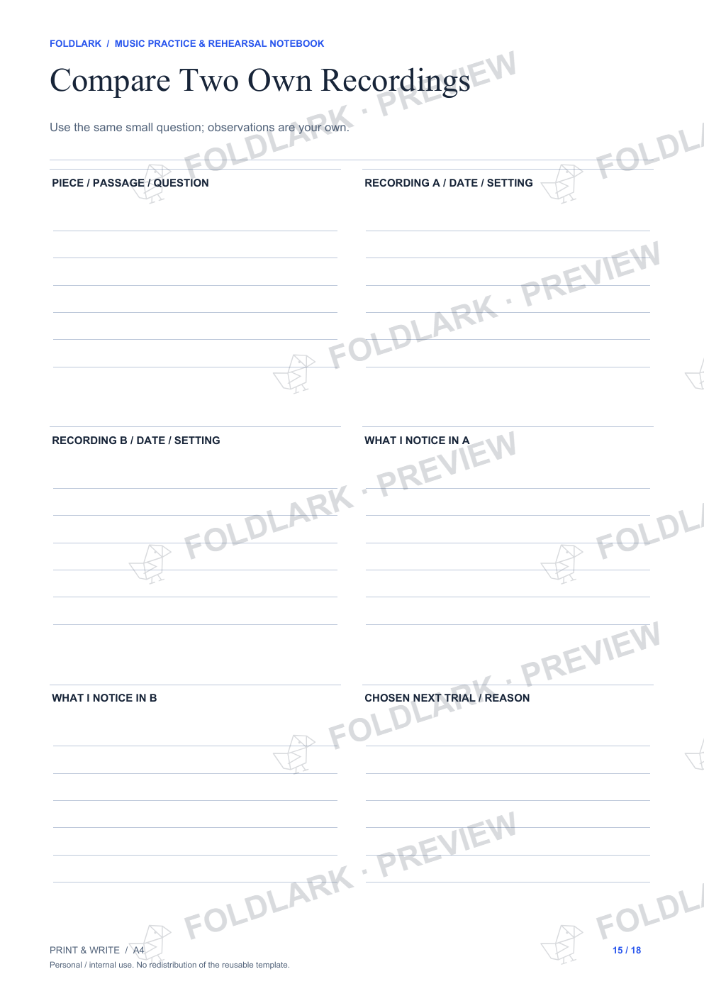 Compare Two Own Recordings: actual marked preview