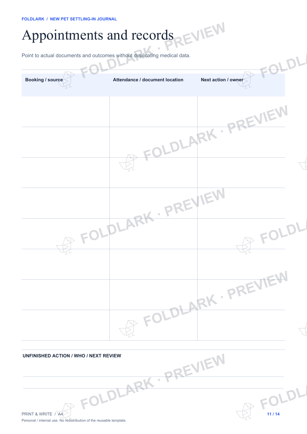 Appointments and records: actual marked preview