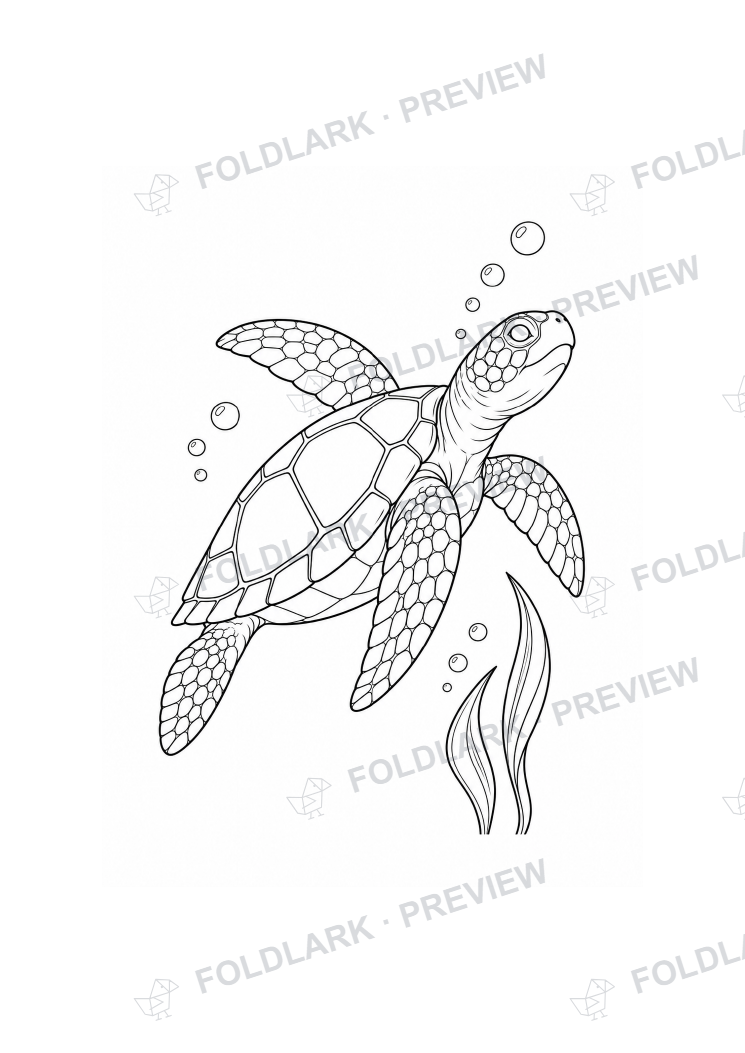 Sea Turtle in Open Water — actual protected outline preview