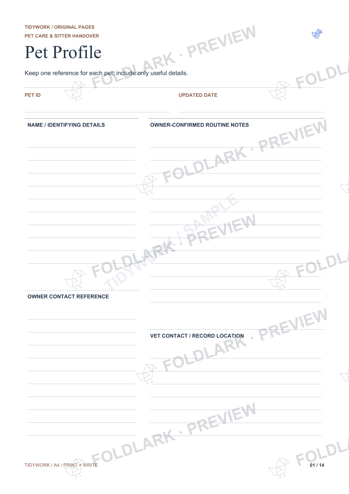 Pet Care & Sitter Handover: actual marked preview