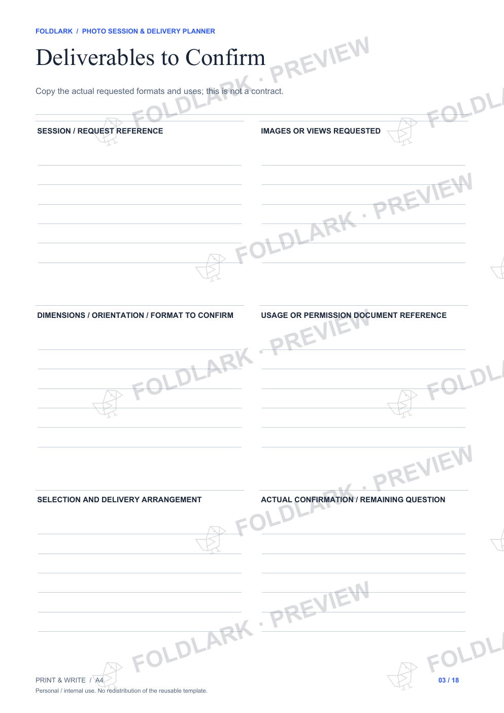 Deliverables to Confirm: actual marked preview