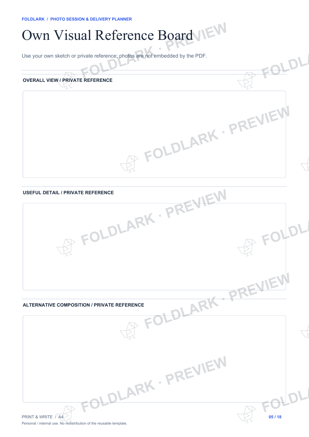 Own Visual Reference Board: actual marked preview