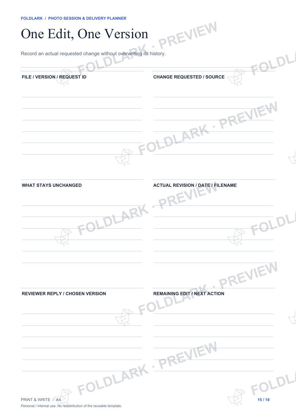 One Edit, One Version: actual marked preview