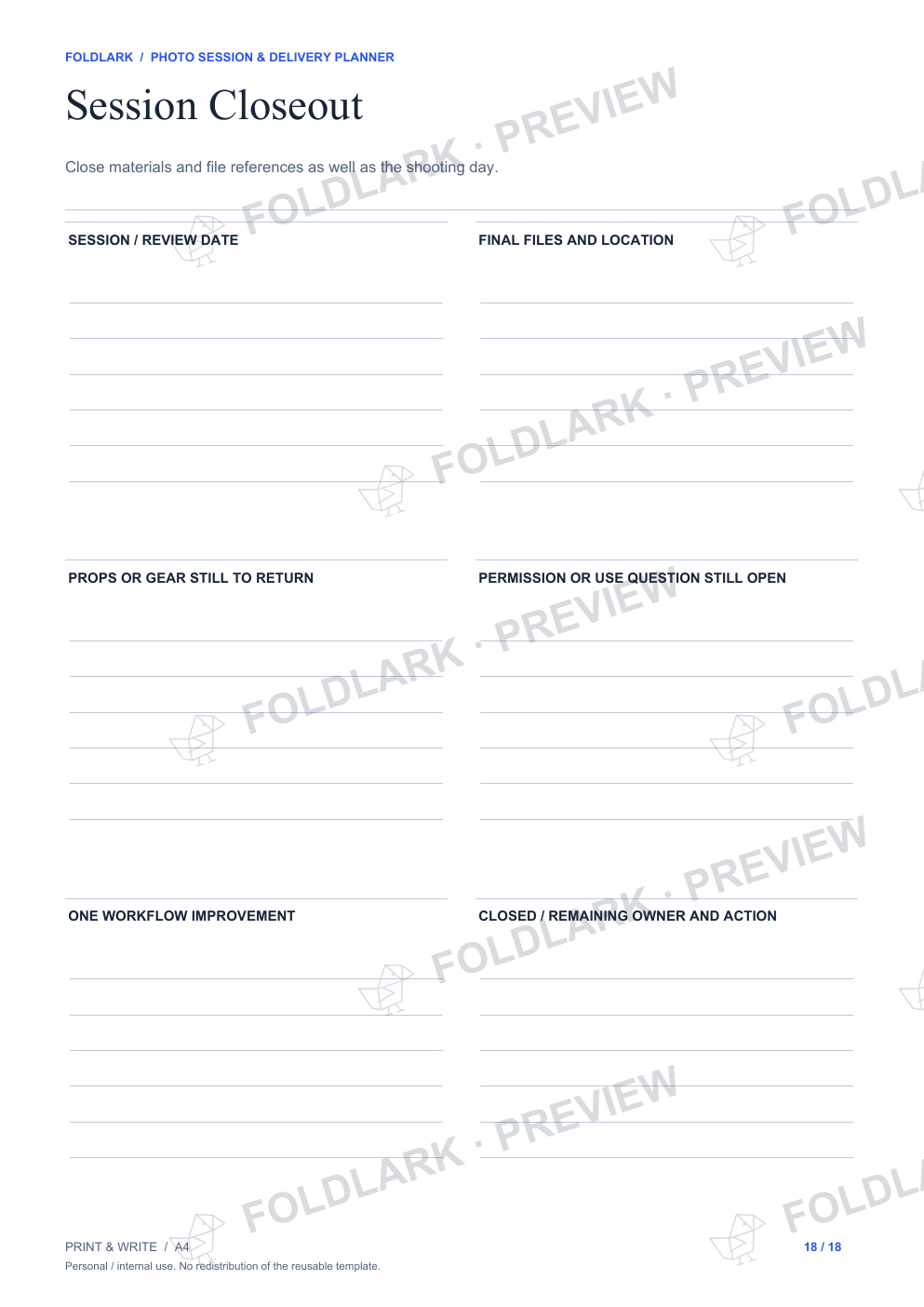 Session Closeout: actual marked preview