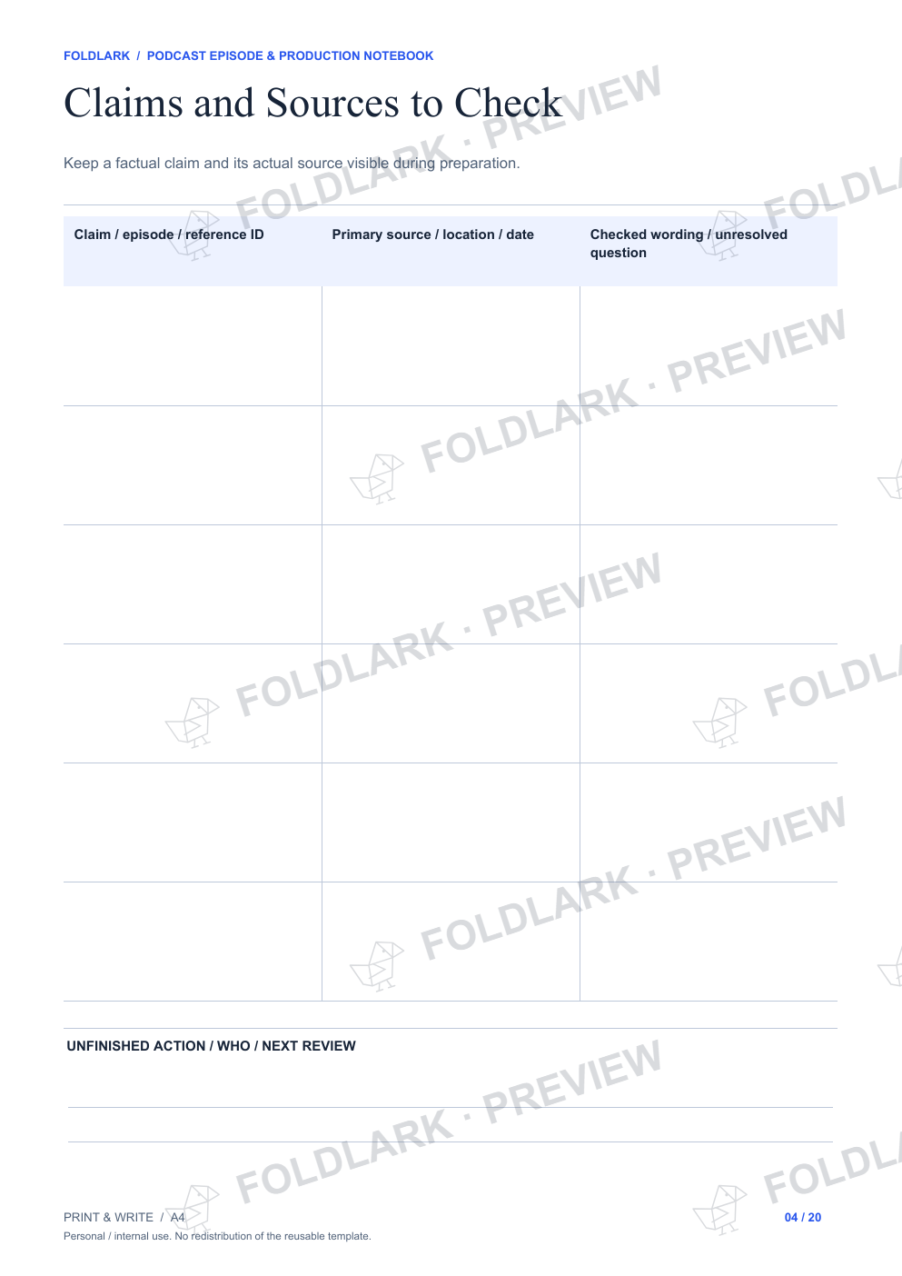Claims and Sources to Check: actual marked preview