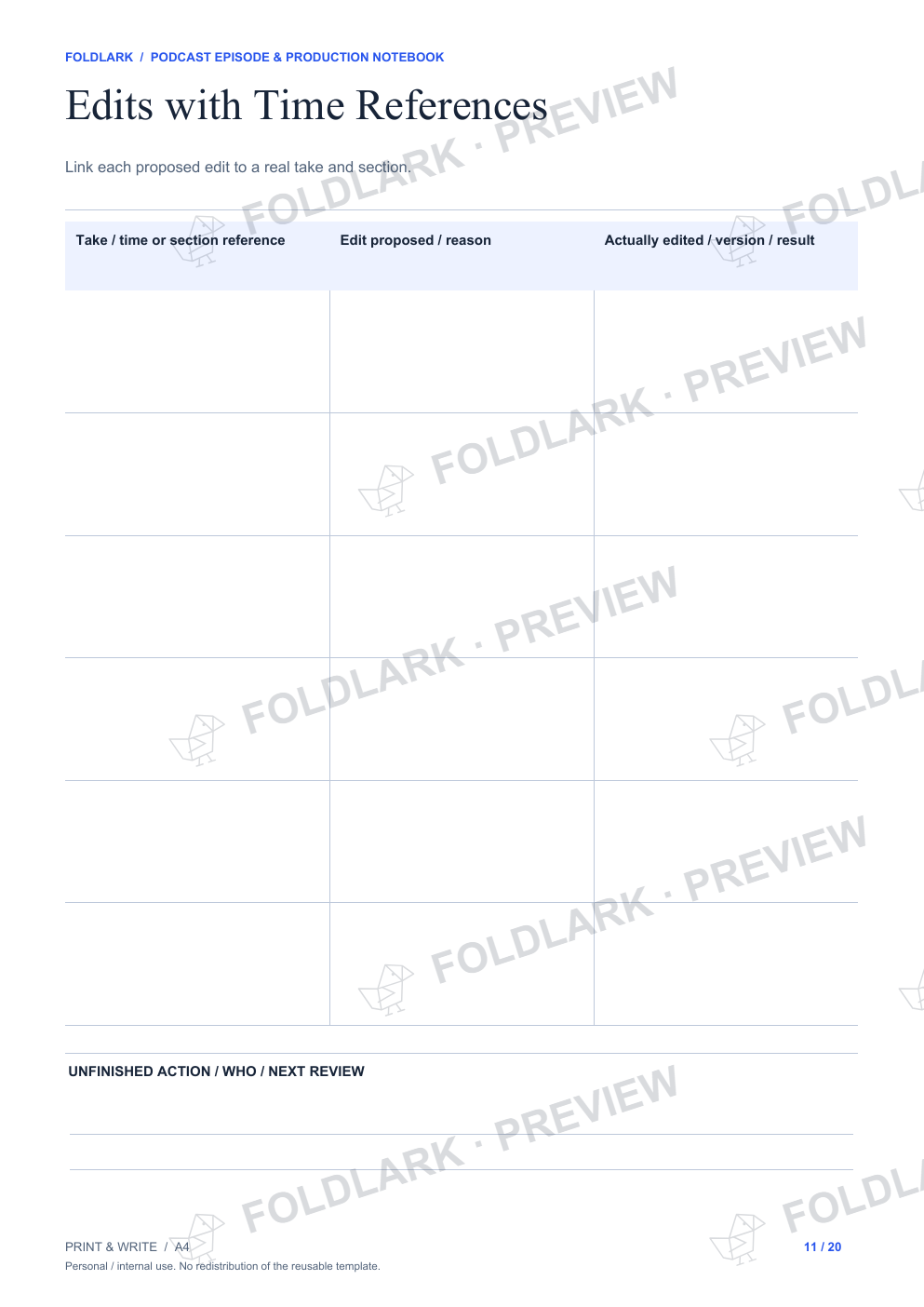 Edits with Time References: actual marked preview