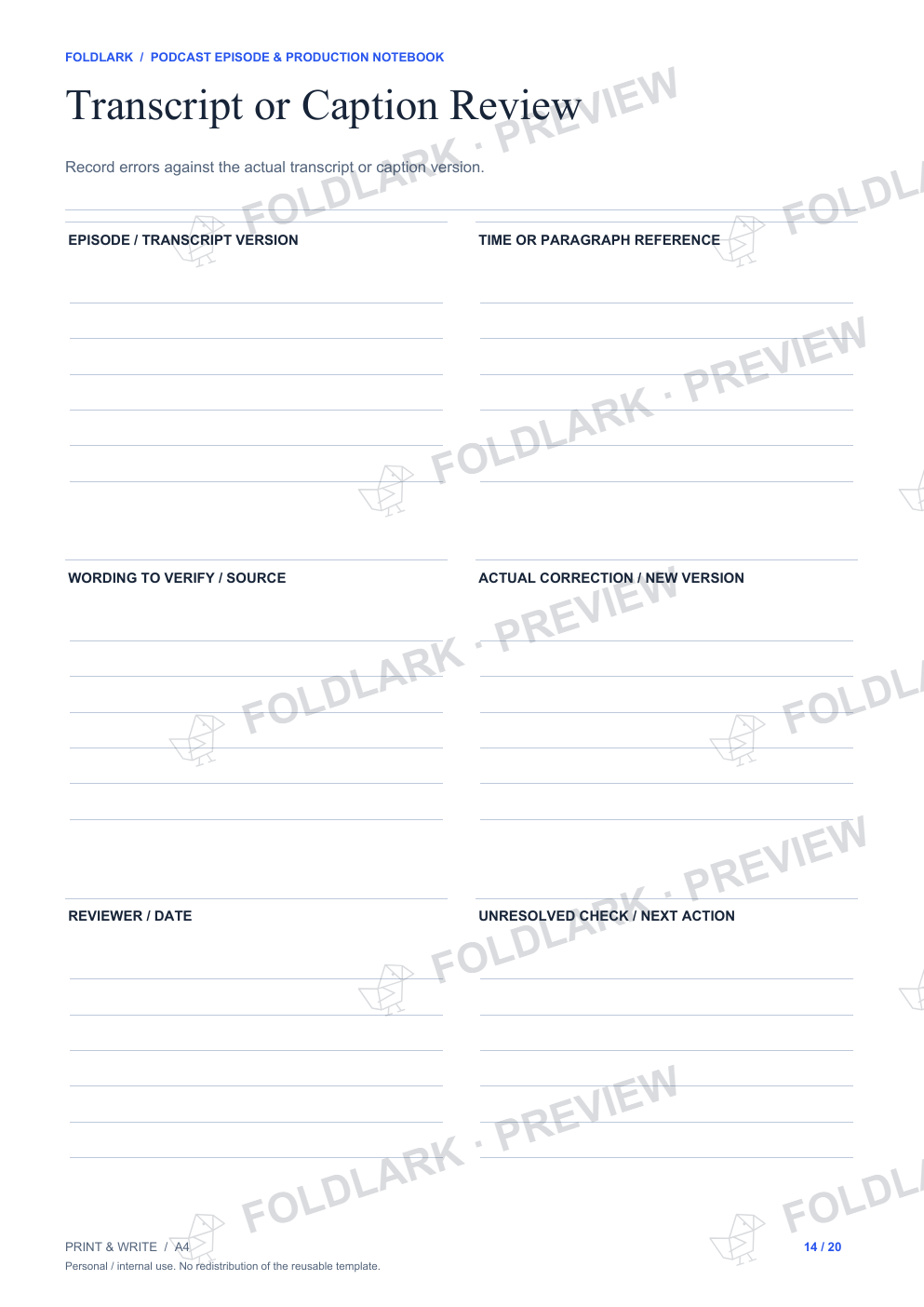 Transcript or Caption Review: actual marked preview
