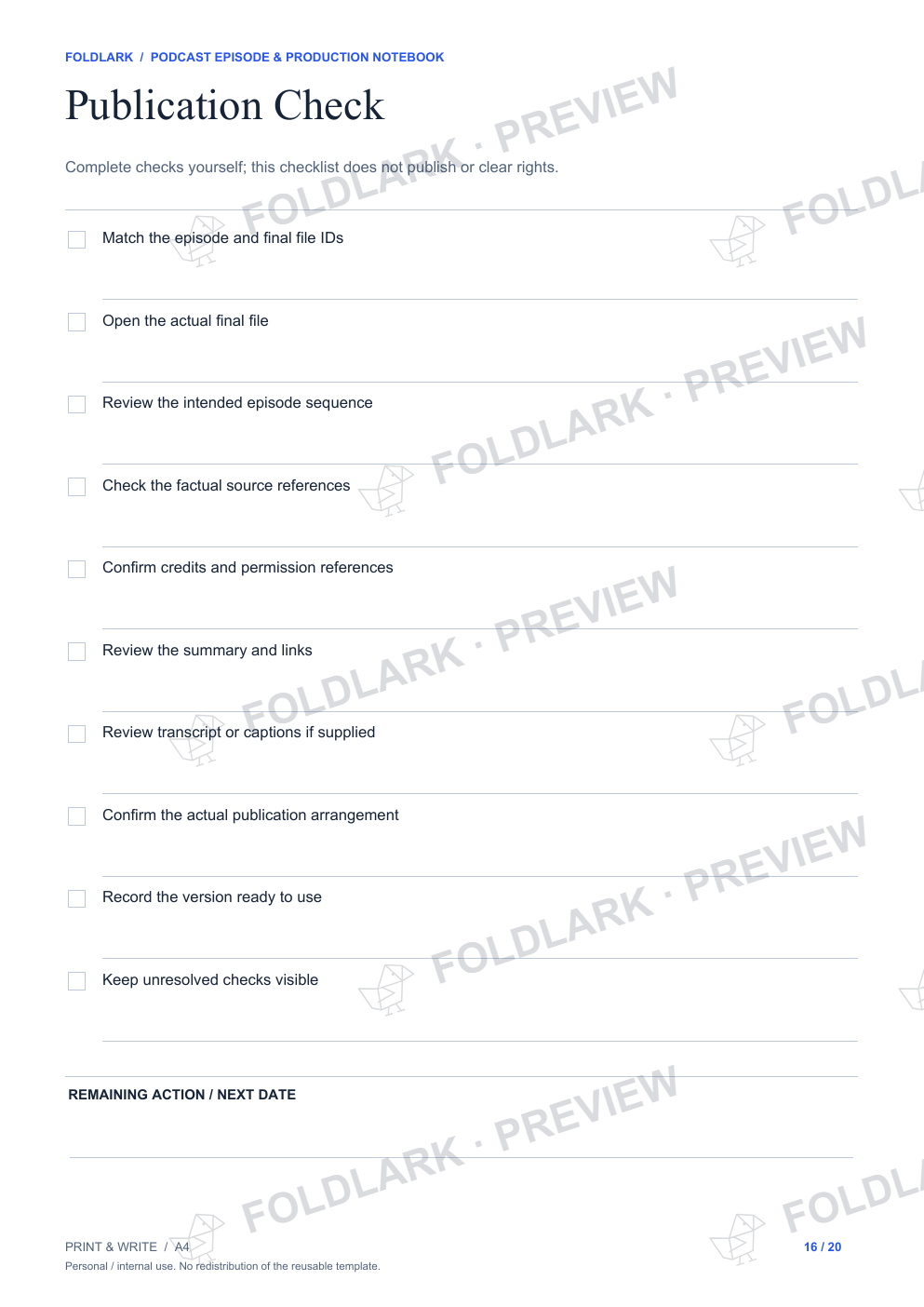 Publication Check: actual marked preview