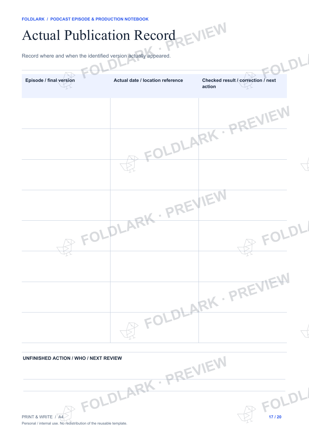 Actual Publication Record: actual marked preview