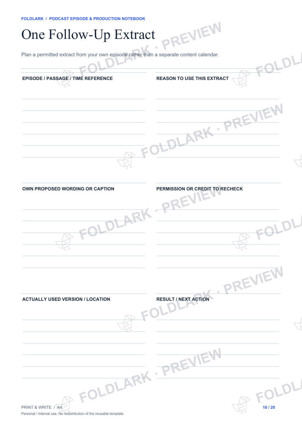 One Follow-Up Extract: actual marked preview