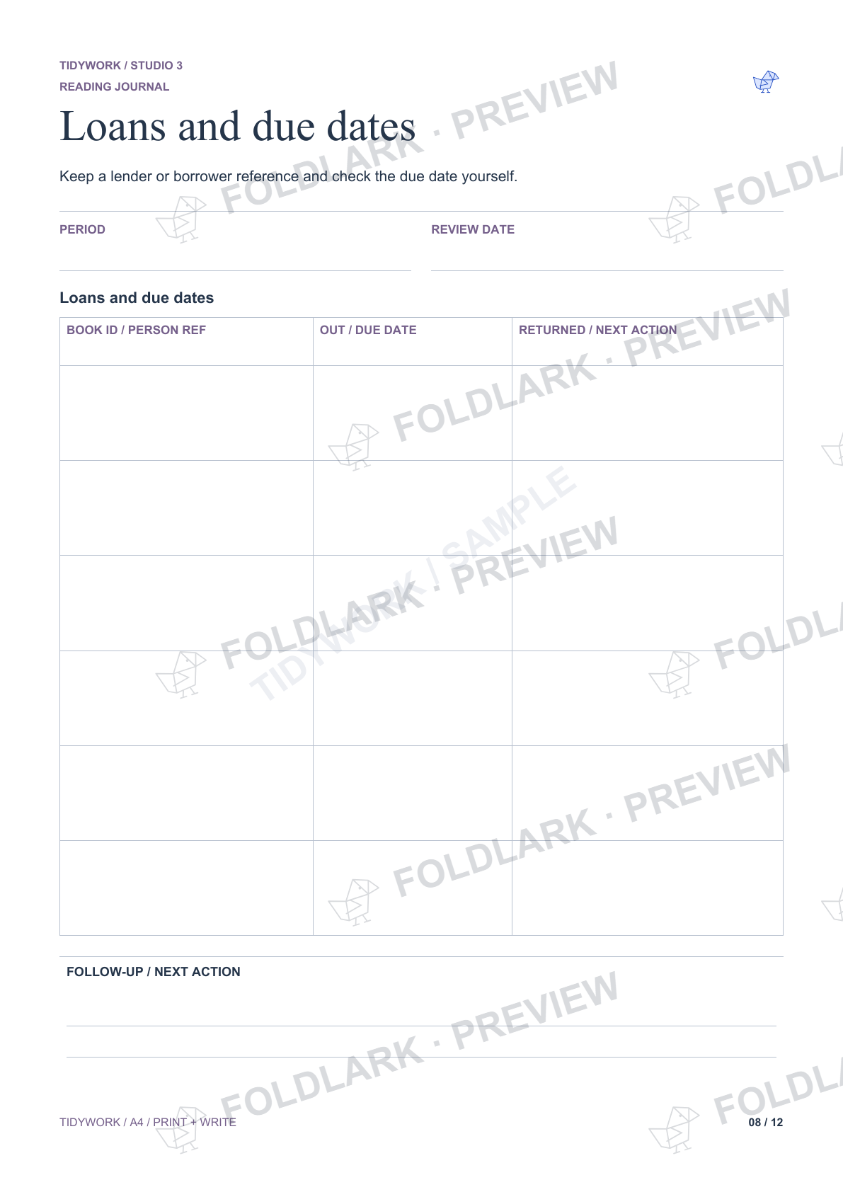 Loans and due dates: actual marked preview