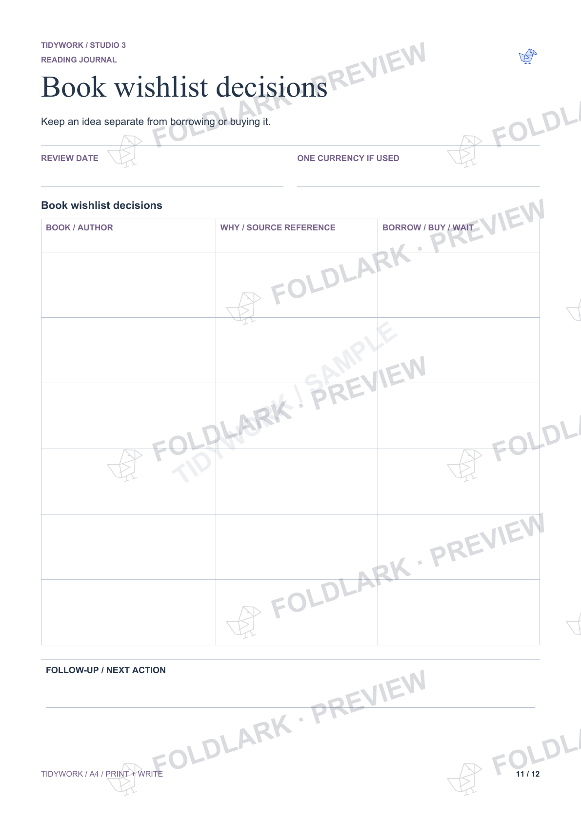 Book wishlist decisions: actual marked preview