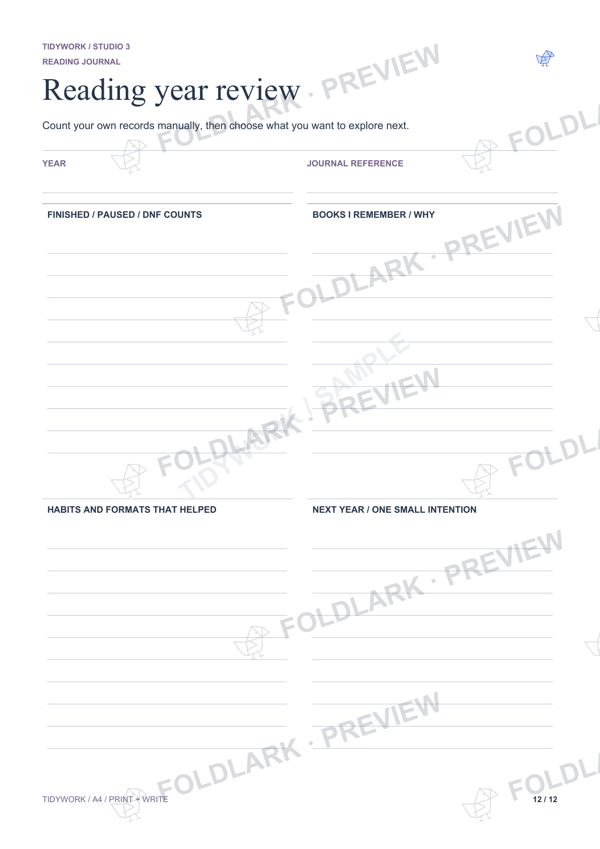 Reading year review: actual marked preview