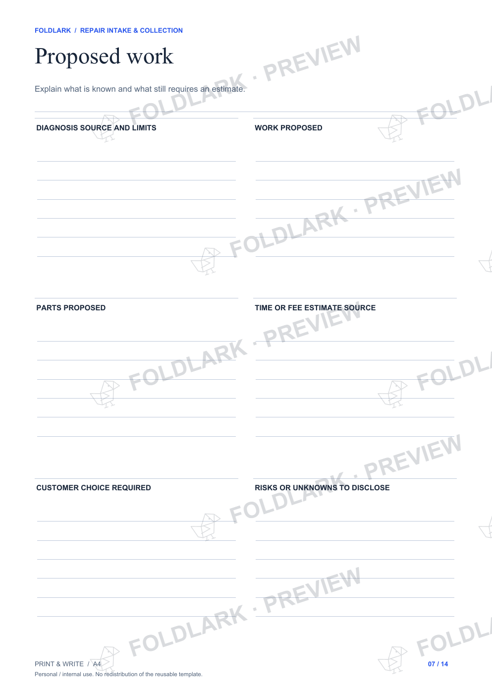 Proposed work: actual marked preview