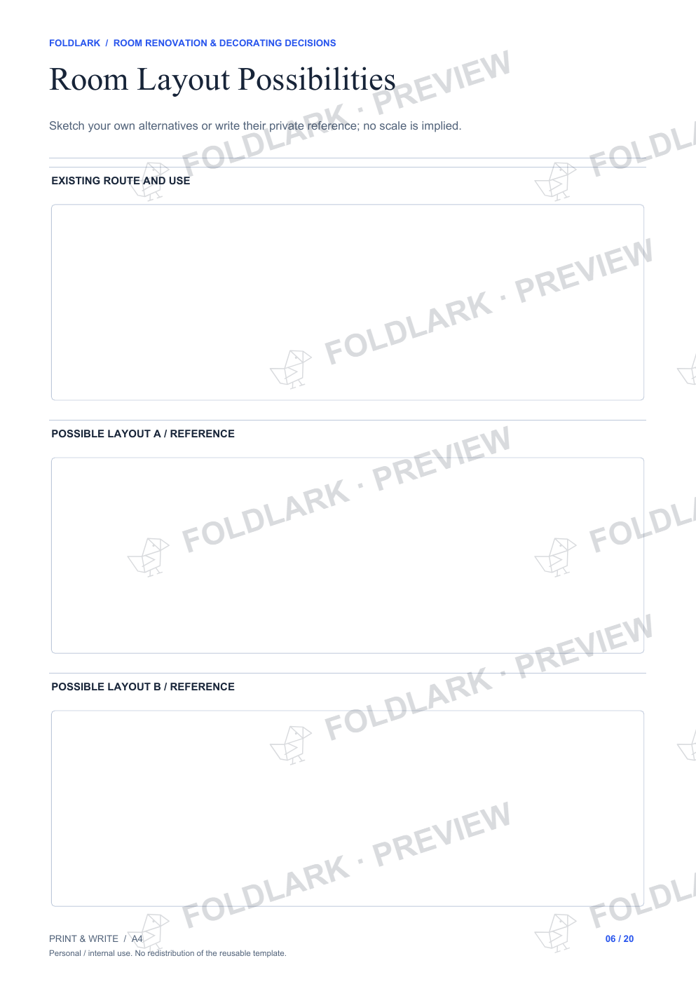 Room Layout Possibilities: actual marked preview