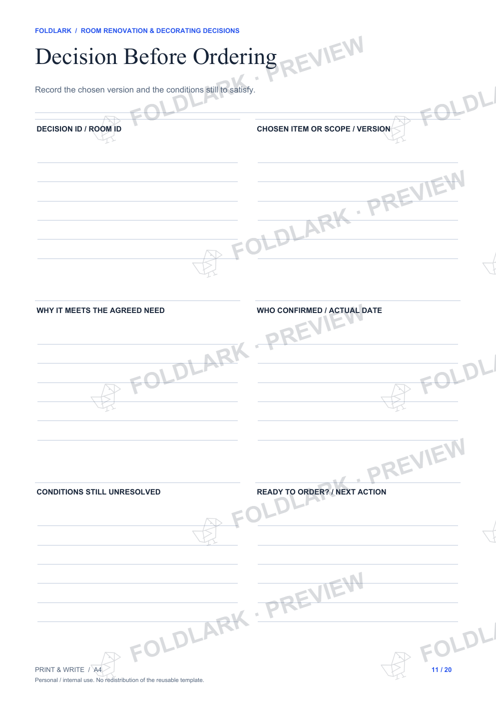 Decision Before Ordering: actual marked preview
