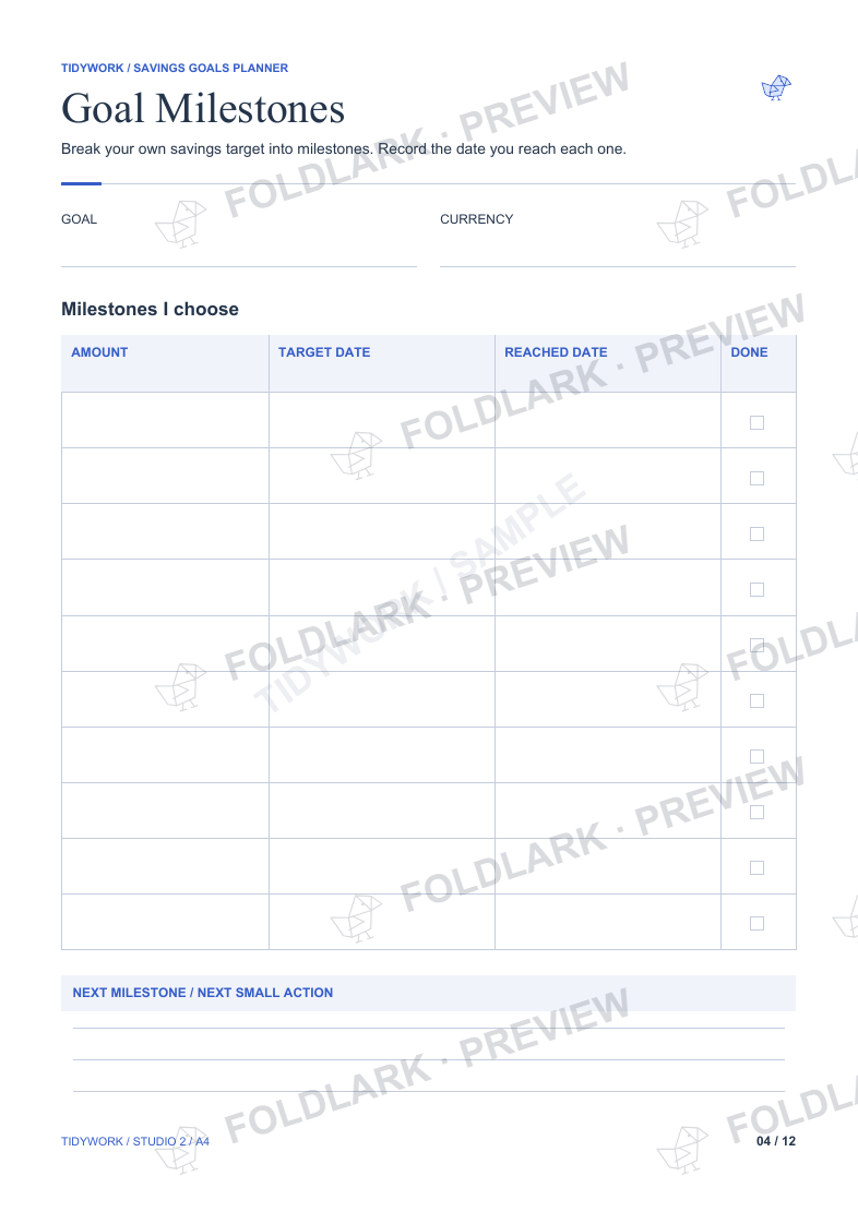 Goal Milestones: actual marked preview