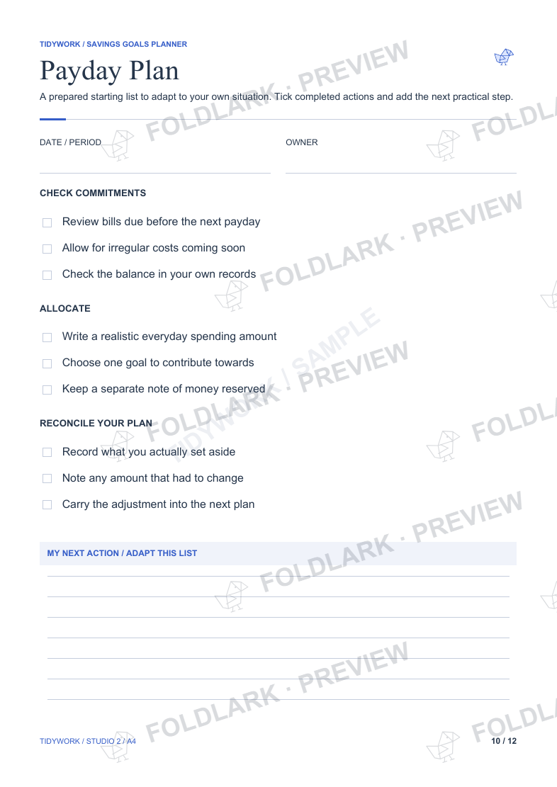 Payday Plan: actual marked preview