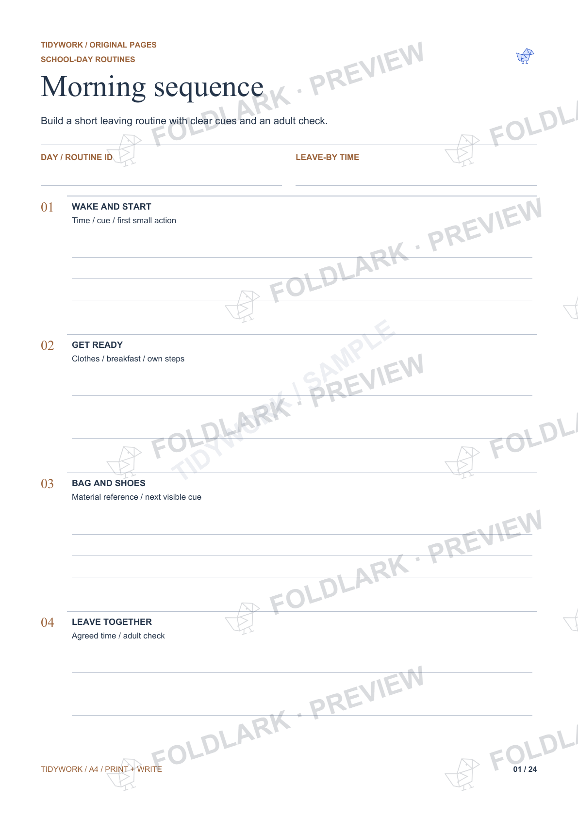 School-Day Routines: actual marked preview
