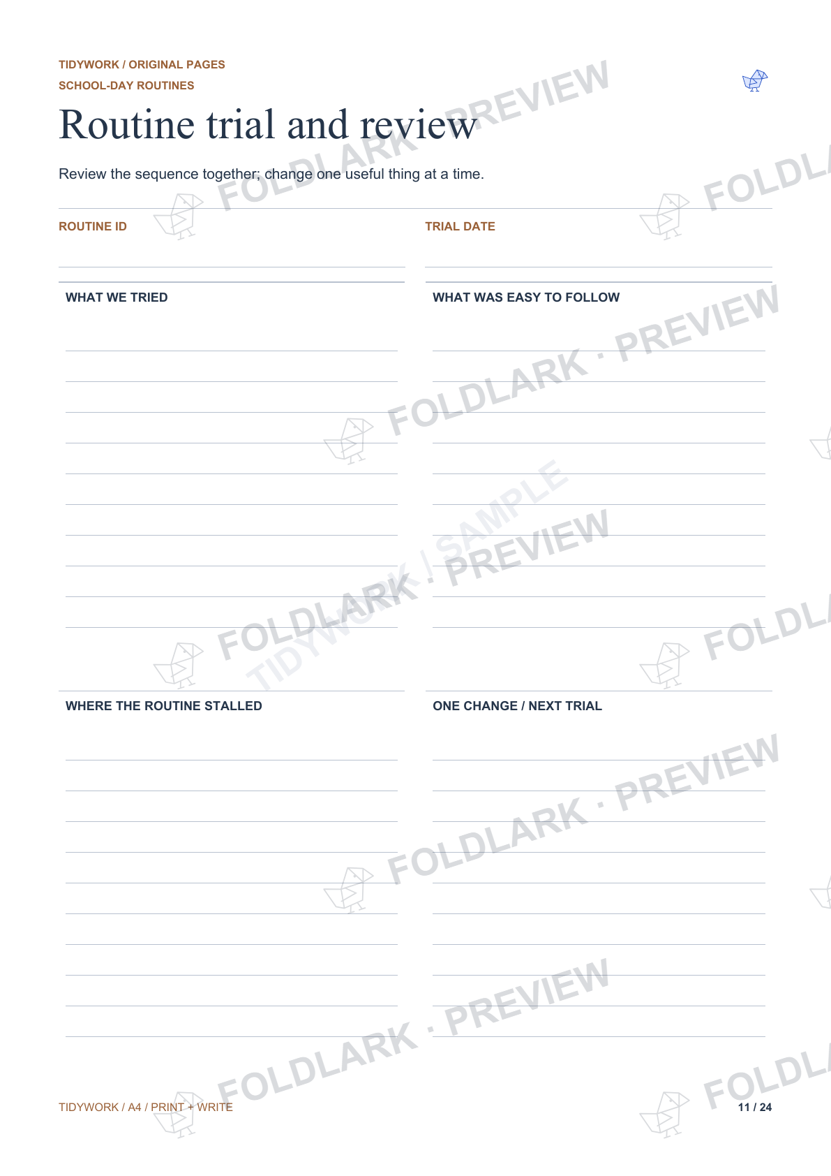 Routine trial and review: actual marked preview