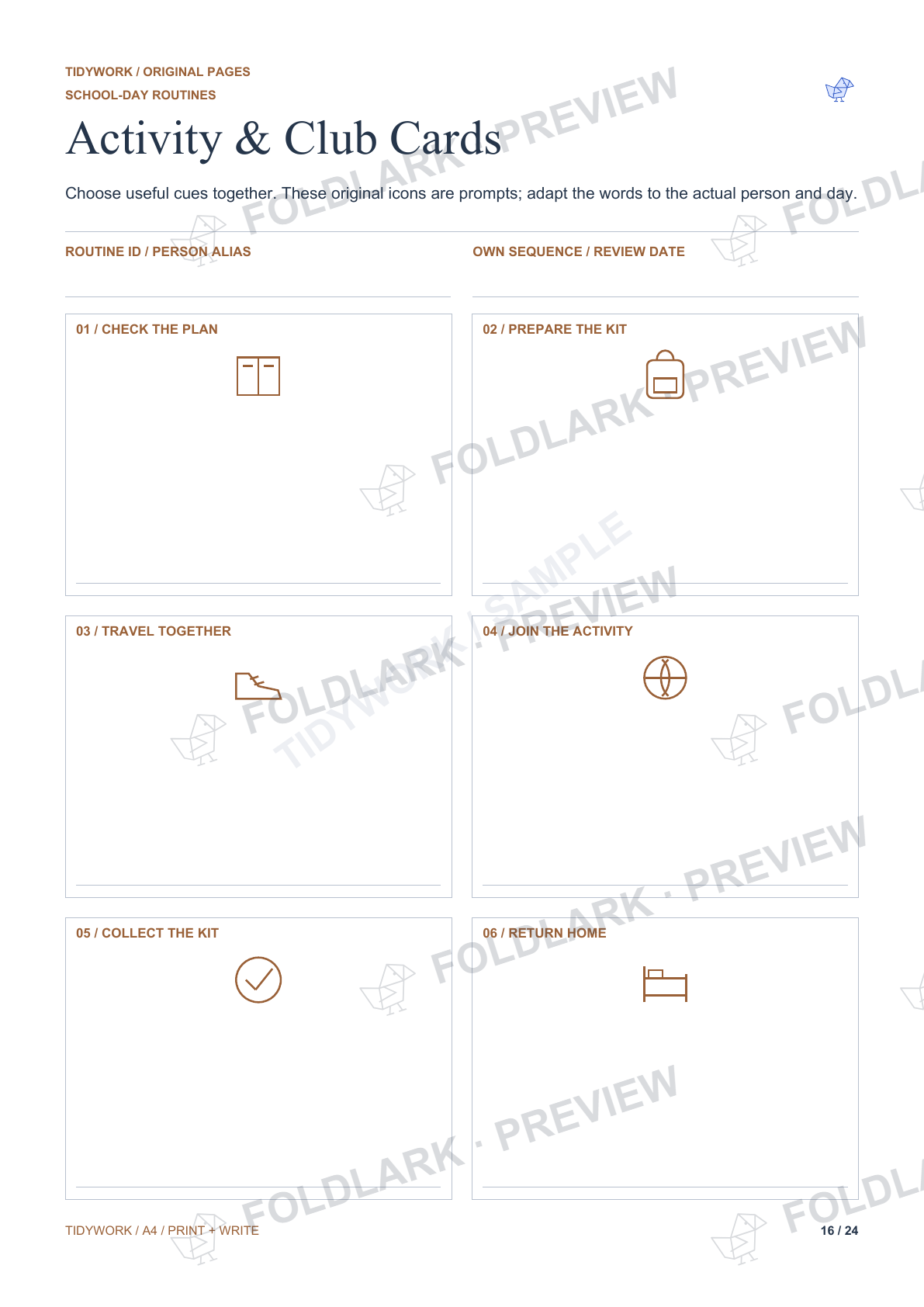 Activity & Club Cards: actual marked preview