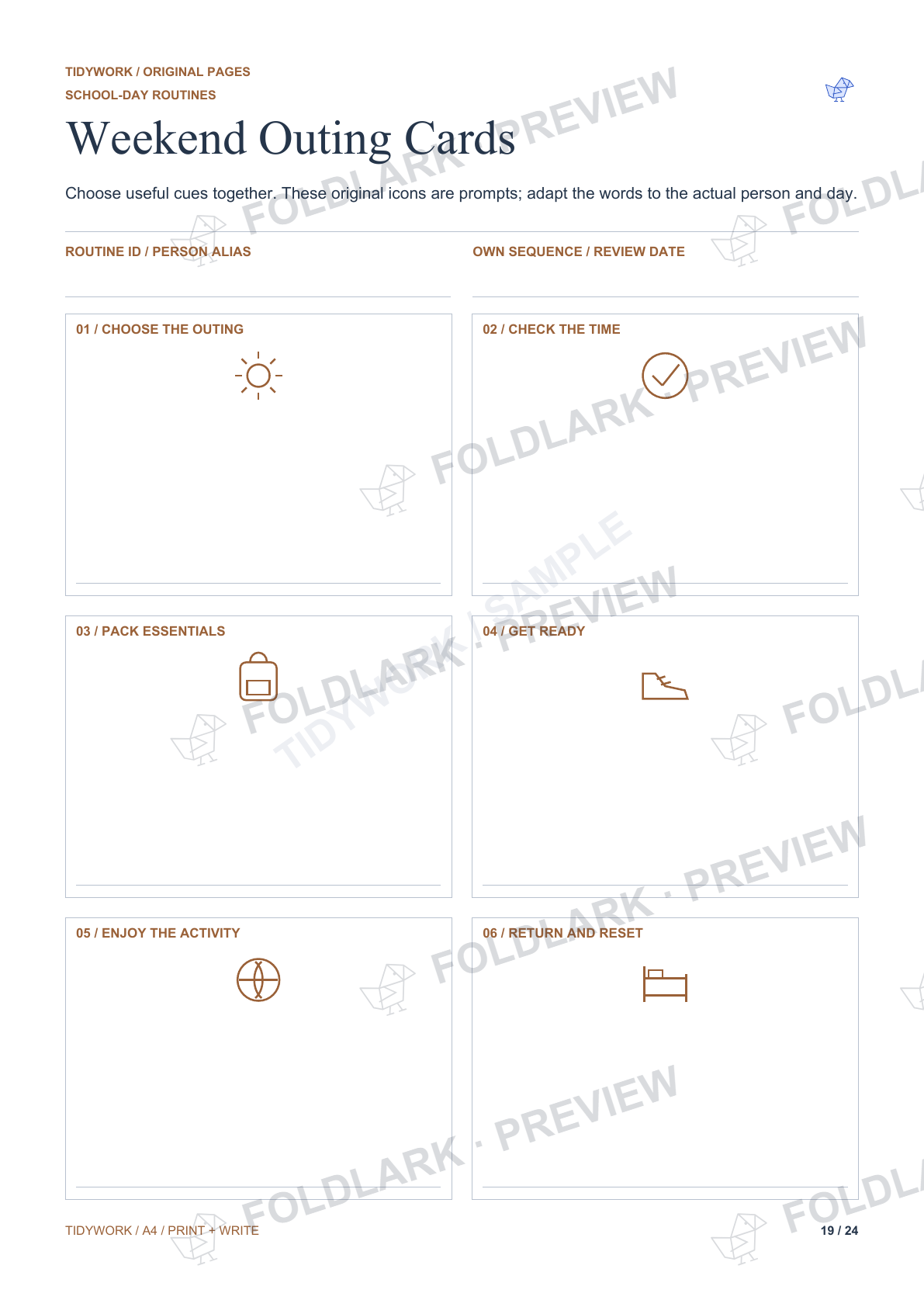 Weekend Outing Cards: actual marked preview