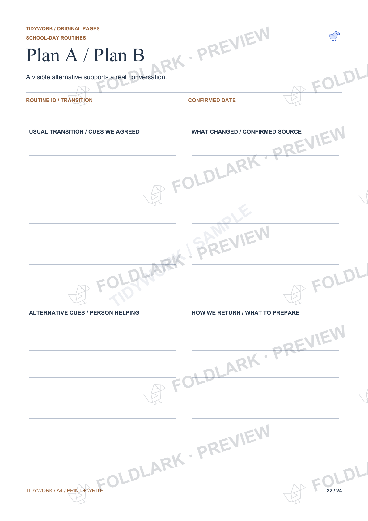 Plan A / Plan B: actual marked preview