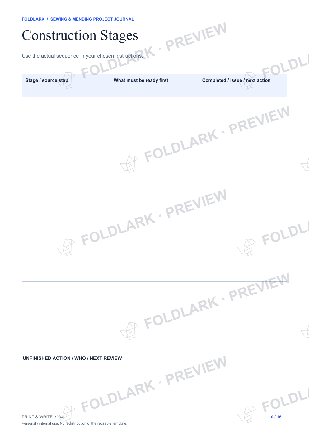 Construction Stages: actual marked preview